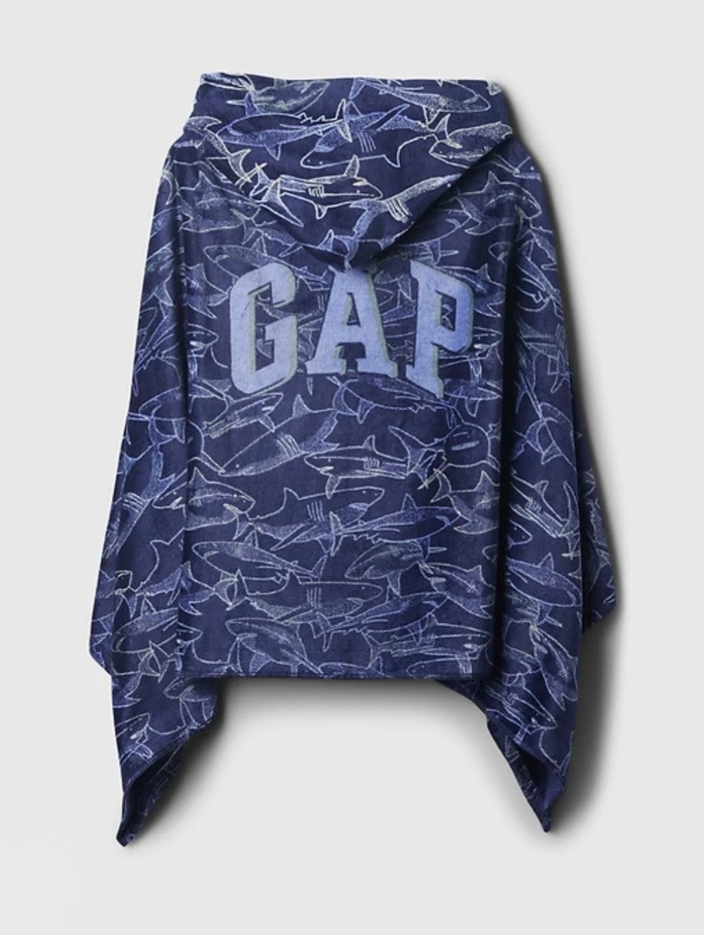 GAP Navy Shark-Print Logo Hooded Towel